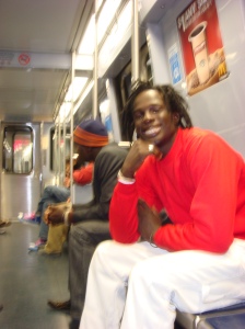 Riding the Blue line train. October, 2009.